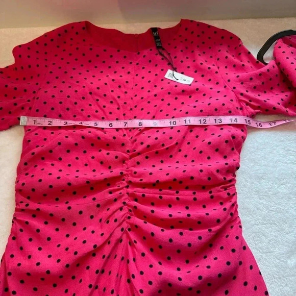 Zara‎ Pink Polka Dot Asymmetrical Dress size M - Picture 8 of 11